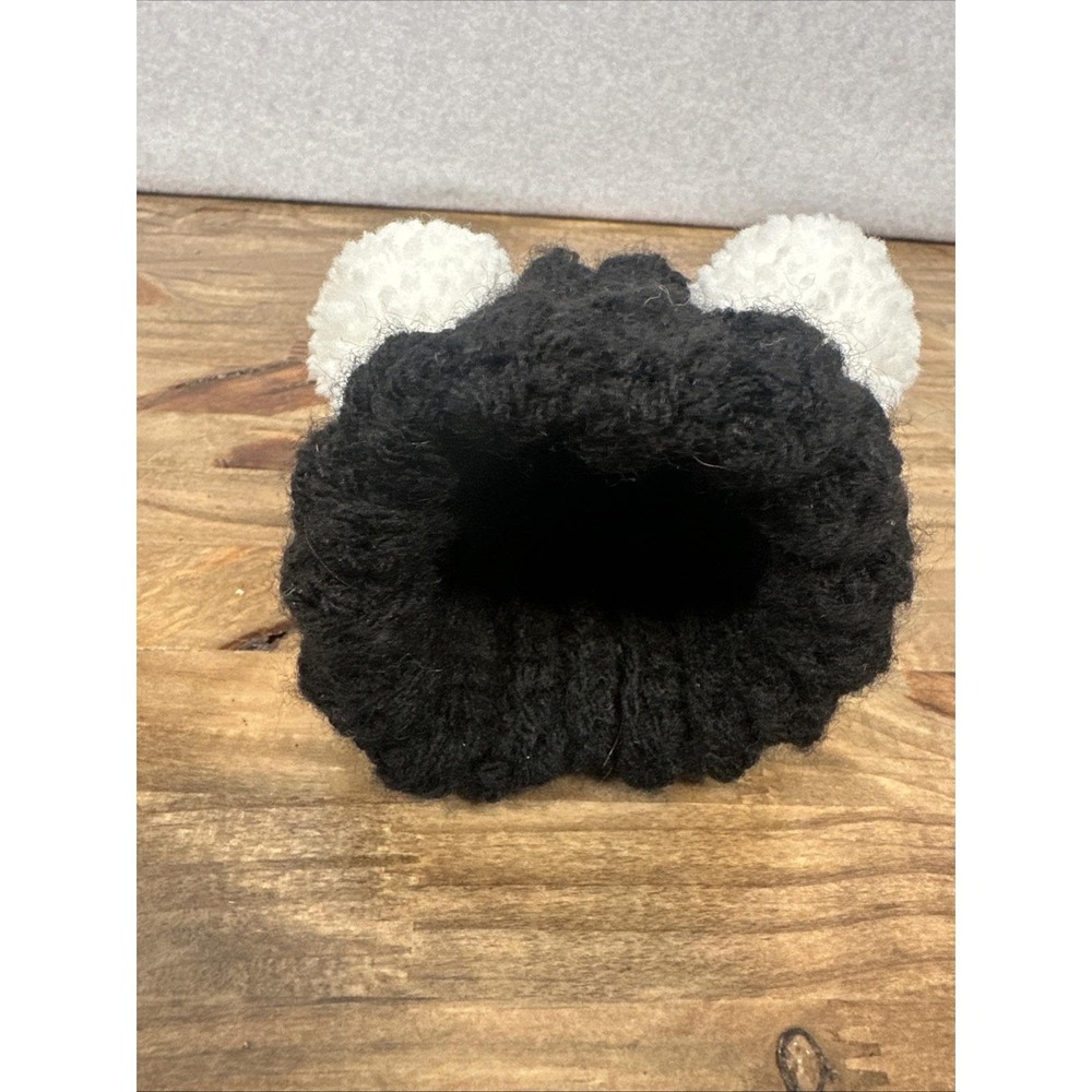 Handmade Small Dog Pompom Knit‎ Hat Black White - Picture 6 of 8